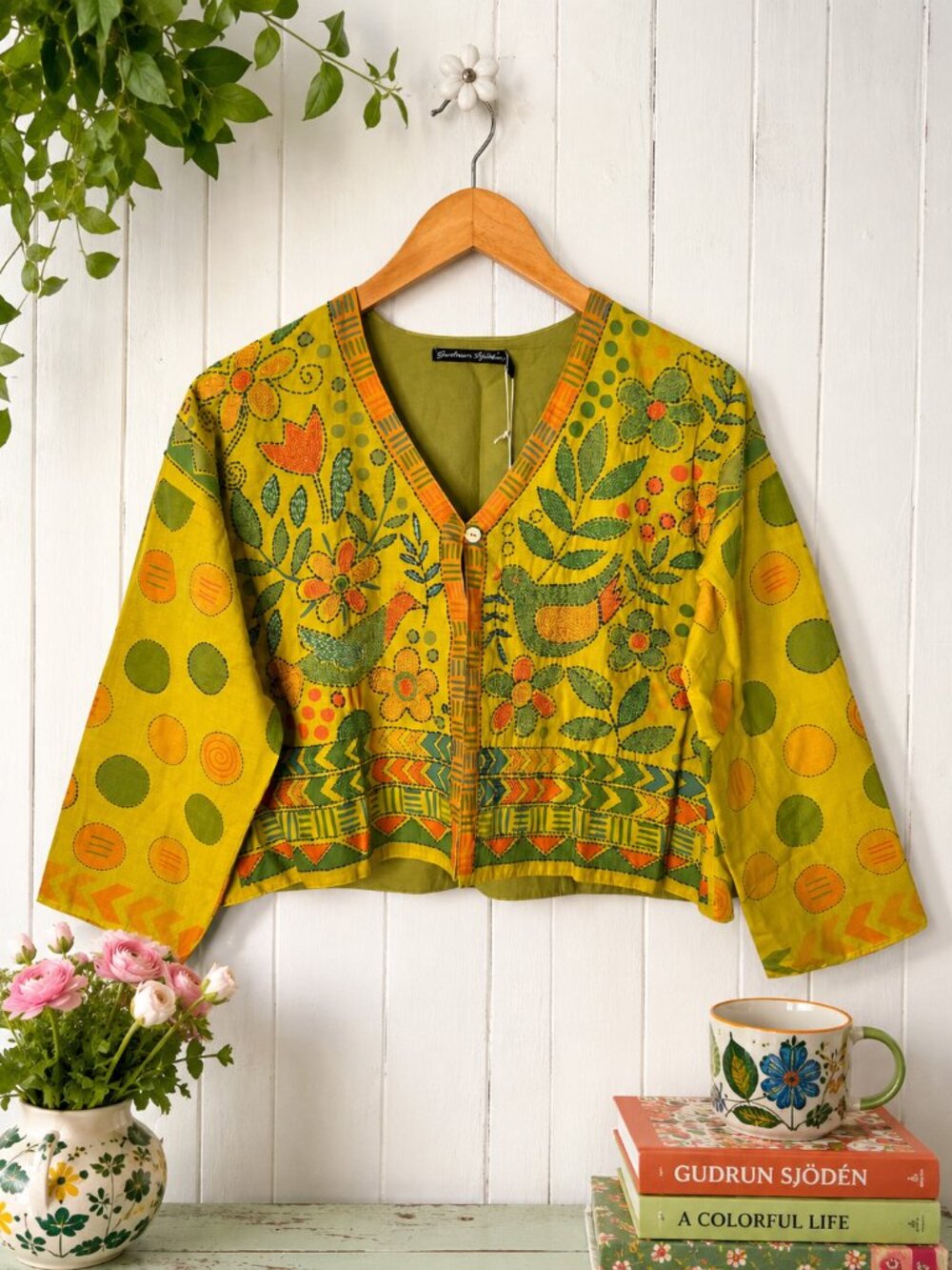 Gudrun Sjoden Calcutta Jacket Uniqum Cardigan Embroidered Bird Small NWT - Picture 1 of 6